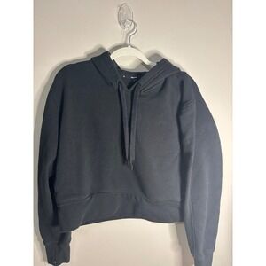 PUBLIC REC‎ Black Cropped Hoodie Sweatshirt Womens Size L